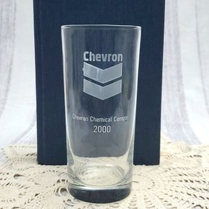 2000 Chevron Chemical Company 16oz Tall Glass Etched Logo